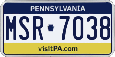 PA license plate MSR7038