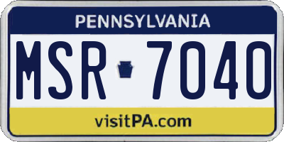 PA license plate MSR7040