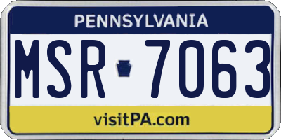 PA license plate MSR7063
