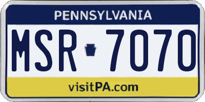 PA license plate MSR7070