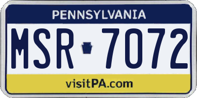 PA license plate MSR7072
