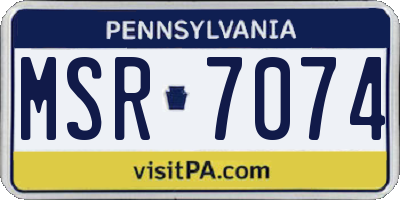 PA license plate MSR7074