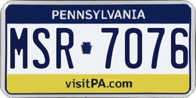 PA license plate MSR7076