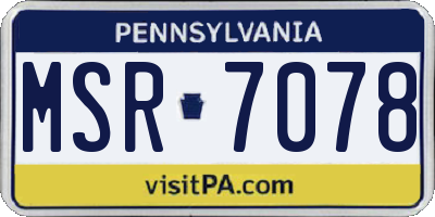 PA license plate MSR7078