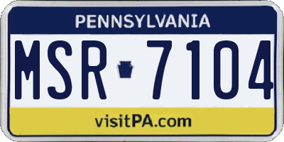 PA license plate MSR7104