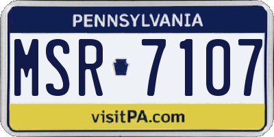 PA license plate MSR7107