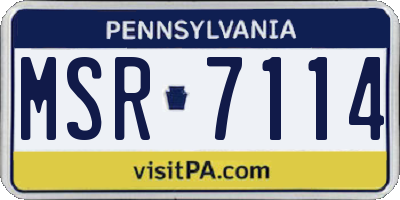 PA license plate MSR7114