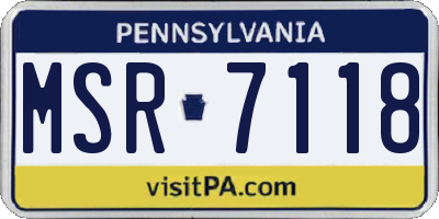 PA license plate MSR7118