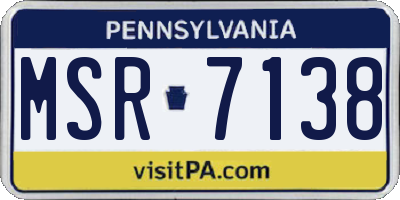 PA license plate MSR7138