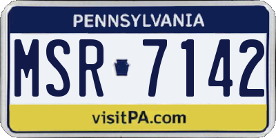 PA license plate MSR7142