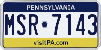 PA license plate MSR7143