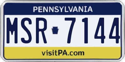 PA license plate MSR7144