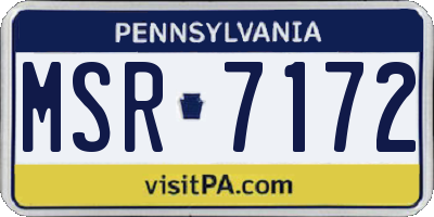 PA license plate MSR7172