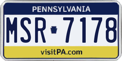 PA license plate MSR7178