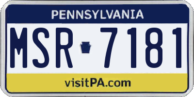 PA license plate MSR7181