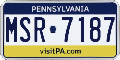 PA license plate MSR7187