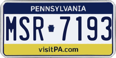PA license plate MSR7193