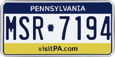 PA license plate MSR7194