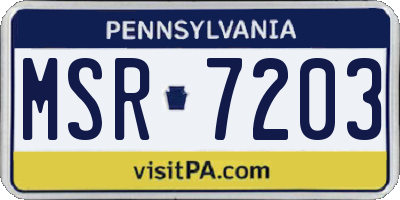 PA license plate MSR7203