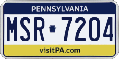 PA license plate MSR7204