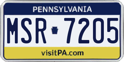 PA license plate MSR7205