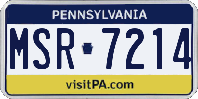 PA license plate MSR7214