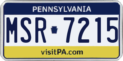 PA license plate MSR7215