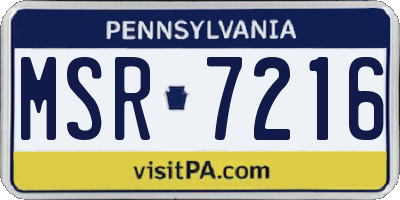 PA license plate MSR7216