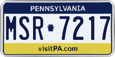 PA license plate MSR7217
