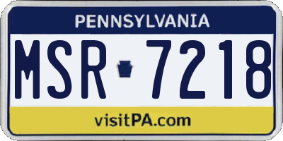 PA license plate MSR7218