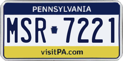 PA license plate MSR7221