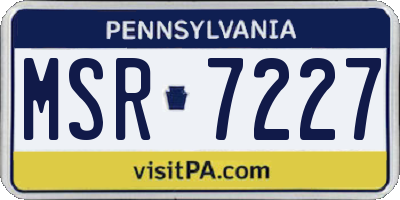 PA license plate MSR7227