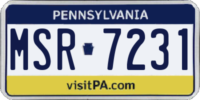 PA license plate MSR7231