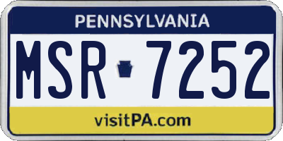 PA license plate MSR7252