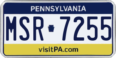 PA license plate MSR7255