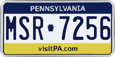 PA license plate MSR7256