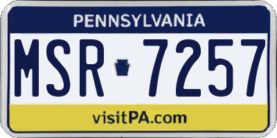 PA license plate MSR7257