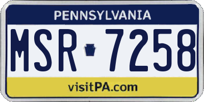 PA license plate MSR7258