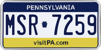 PA license plate MSR7259