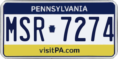 PA license plate MSR7274
