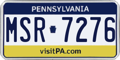 PA license plate MSR7276