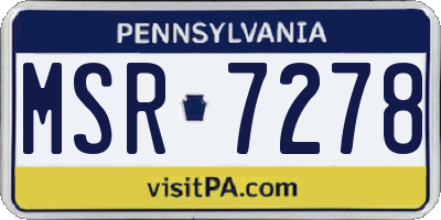 PA license plate MSR7278