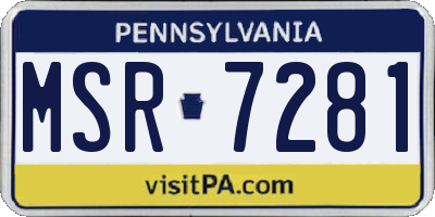 PA license plate MSR7281