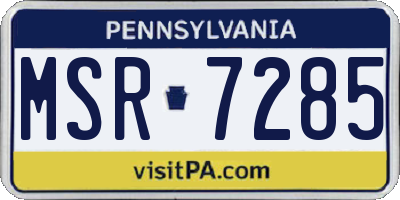 PA license plate MSR7285