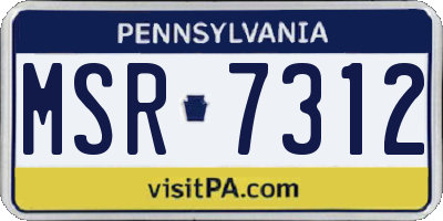 PA license plate MSR7312