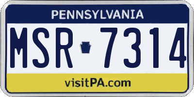 PA license plate MSR7314