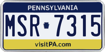 PA license plate MSR7315
