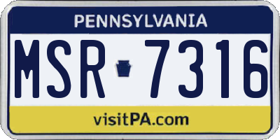 PA license plate MSR7316