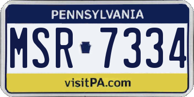 PA license plate MSR7334