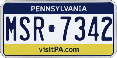 PA license plate MSR7342